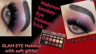 Soft glitter Eye Makeup Tutorial by inshaali. l Soft glittery l Smokey glam look l Eyes Makeup#viral