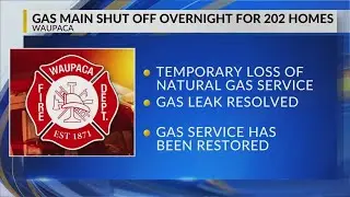 Gas leak that affected 200+ Waupaca area homes resolved after overnight work