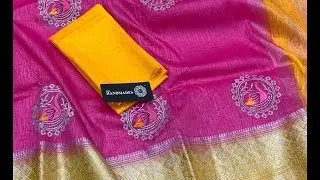 new arrival pure lenin silk sarees with kanjivaram border
