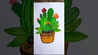 How to draw Cactus painting #easy #art #painting #viral #shortvideo
