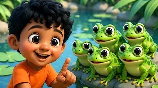 Five Little Speckled Frogs in Hindi 🐸 | मेंढक की गिनती | Learn Numbers with 5 Year Old Kid