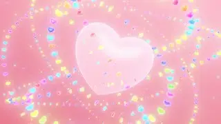 Pretty Spinning Beating Heart with Mini Rainbow Heart Rings Orbiting 4K Motion Background for Edits
