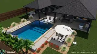 Sanford - Draft A - 3D Design Concept (Custom Pool & Outdoor Living Space) | Backyard Environments