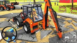 demolishing road new excavator simulator game video,jcb game video