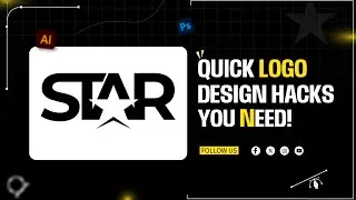 How To Design a Text Based STAR Logo in Adobe Illustrator | Negative Space A Trick | Logo Steps