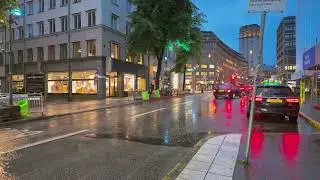 Relaxing City Walk | Rainy Evening in Stockholm