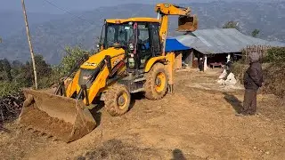 Repairing Remote Area Damaged Hilly Road With JCB Backhoe - JCB Making Road On Hill