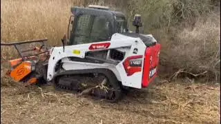 🔵 SSK Мульчер лесной OSMA на мини-погрузчике Bobcat T450