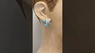 Larimar stud earrings/cordadesign #earrings #crystals  #jewelry #pearls
