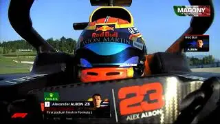 Alex Albon reaction after first ever F1 podium at Tuscan GP 2020