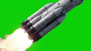 Animated Rocket Launch with Fire Trail &ndash; Green Screen