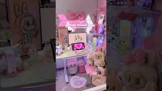 Labubu Mokoko themed battlestation 🎀🌸 #labubu #popmart #pcsetup #desksetup #pinksetup