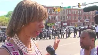 Maryland State Sen. Catherine Pugh speaking at Penn and North avenues in Baltimore