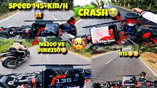 145+ km/h HYPER RIDE 😱||NS200 vs Duke 250 Race😳|| Bach Gaye 😭#viral #crash #motovlog