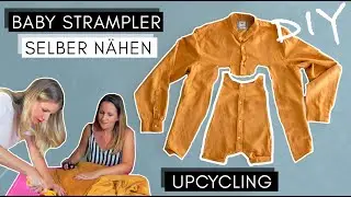 DIY Baby Strampler ohne Schnittmuster nähen für Anfänger - Upcycling aus altem Hemd