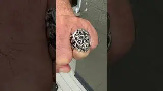 Large Cross Sterling Silver Men's Biker Ring