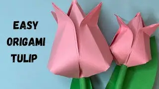 EASY ORIGAMI TULIP 🌷/HOW TO MAKE EASY ORIGAMI TULIP WITH PAPER