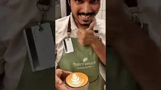 Barista learning latte art at Toby's estate || Barista latte art skills #baristalife #kuwaitlife