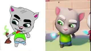 Talking Tom Hero  Funny drawing meme 😂 | Funny Cartoon Raccoon Invasion in Talking Tom Hero Dash