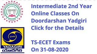 Inter 2nd Year Online Classes || Doordarshan Yaadgiri Channel ||01-09-2020 || TS ECET Exams Tomorrow