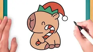 Cómo Dibujar Un Capibara Elfo Kawaii Con Bastón De Caramelo - Dibujo Fácil Paso A Paso