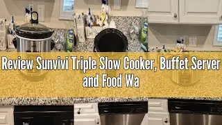 Review Sunvivi Triple Slow Cooker, Buffet Server and Food Warmer, Small Mini Pot with 3 Adjustable T