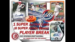 2025 Bowman Draft SUPER JUMBO 1 Case (6 Box) Player Break #8 eBay Live 02/02/26