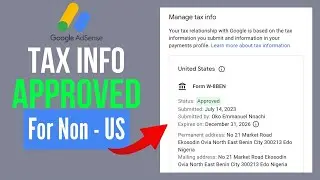 How to add US tax information for google AdSense & YouTube Channel Upgradation.