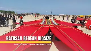 Ratusan Layangan Bebean Big Size Bali di Pantai Mertasari