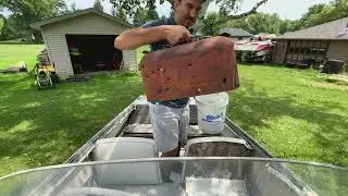 This old boat sat for decades&hellip; Boat gets first clean-up