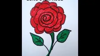 LEARN TO DRAW FOR KIDS, draw a long stem rose. Simple drawing lessons for children.