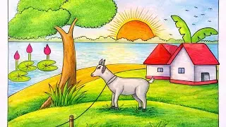 Beautyful scenery drawing with pencil sketch|| সুন্দর দৃশ্য আঁকা||