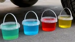 Car experiment crushing crunchy things vs water bottle coke Coca Cola milk candy truck