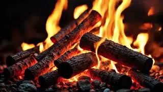 4K Free Stock Footage Close Up Roaring Campfire with Wood Logs in Ultra HD