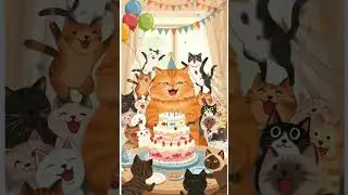 Cat birthday party video 💐#shortsfeed #happybirthday#catshorts #birthdayzone #birthdayevent