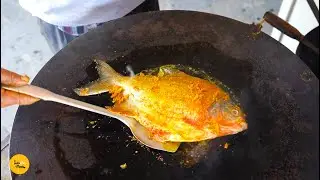 Biggest Special Pomfret Fish Tawa Fry Making In Alampur Rs. 400/- Only l Himachal Street Food