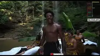 IShowSpeed begins his Ghana tour with a massage at a waterfall in Akropong