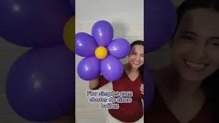 Flor simples com cluster de cinco bal&otilde;es - Fa&ccedil;a voc&ecirc; mesmo(a)!!