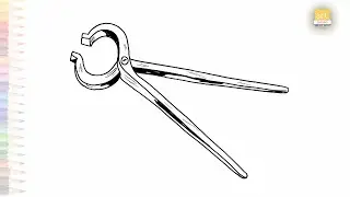 Blacksmiths Tongs drawing easy | Line sketches | How to draw Blacksmiths Tongs step by step