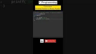 C Programming| Decimal Number To Binary Number| #cprogramming #programming #coding  #shorts