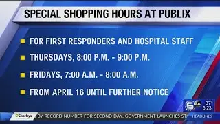 Publix Offers Extended Hours for First Responders and Hospital Staff