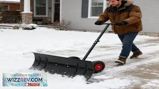Metal Snow Shovel 15 Inches Tall 2 Wheels Wheel Glides Adjustable Handle