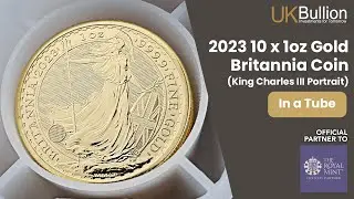 🔔 2023 10 x 1oz Gold Britannia Coins in a Tube (King Charles III Portrait)