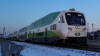 GO 1027 - 328 With 601 Pulling Into & Departing Bronte GO