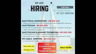 Electrical Supervisor, Gland Electrician, MV Cable Jointers &ndash; Bahrain #bahrain #bahrainjobs