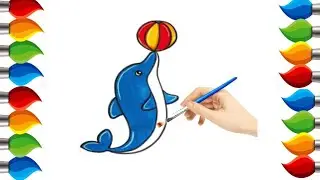 Dolphin Drawing Easy For Kids | How to draw dolphin | middu drawing academy #36