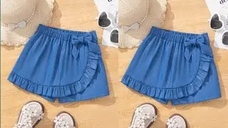 Baby girl style shorts pant with skirt || baby girl short pant cutting and stitching