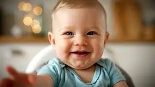 Cute baby laughing