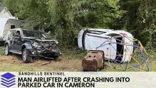 Man airlifted after crashing into parked car in Cameron