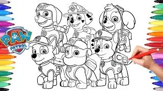 PAW PATROL Coloring Book | How to Draw Paw Pups for Kids | Chase Marshall Rocky Skye Rubble Zuma